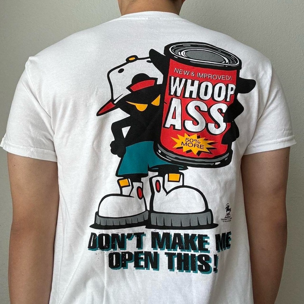 Vintage Whoop Ass Sportswear Graphics White Tee Shirt